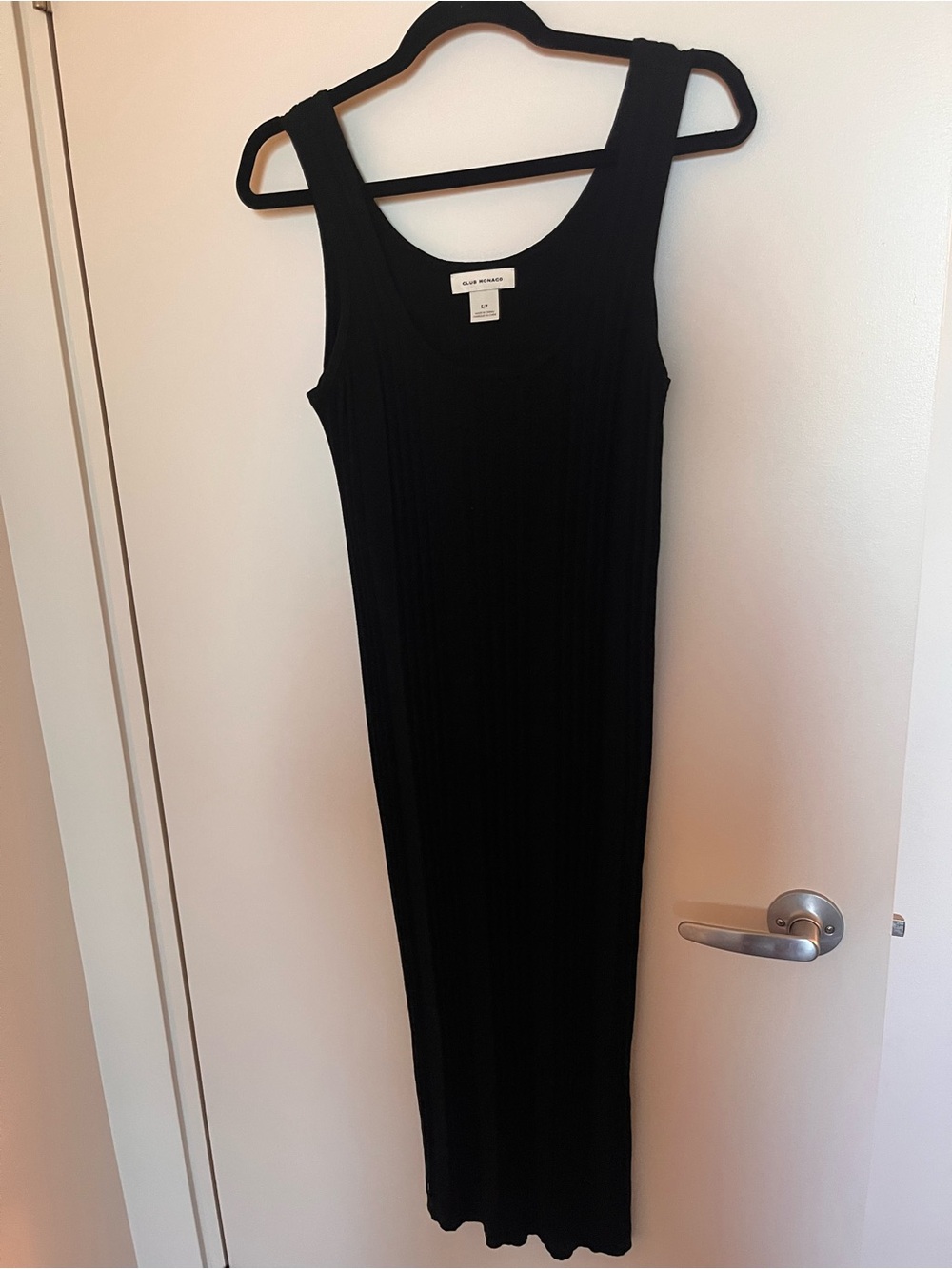 Club Monaco Black Ribbed Tank Midi Dress - Sleek Scoop Neck